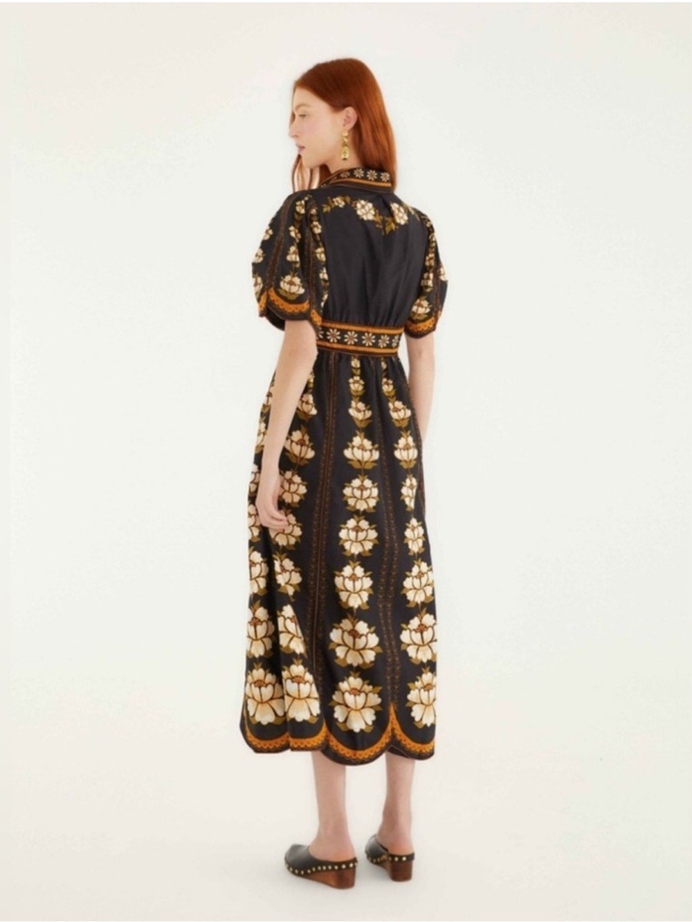 Farm Rio Black Bold Flowers Midi Dress - Picture 7 of 8